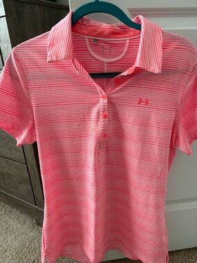 Under Armour Coral Pink Striped Women's Polo